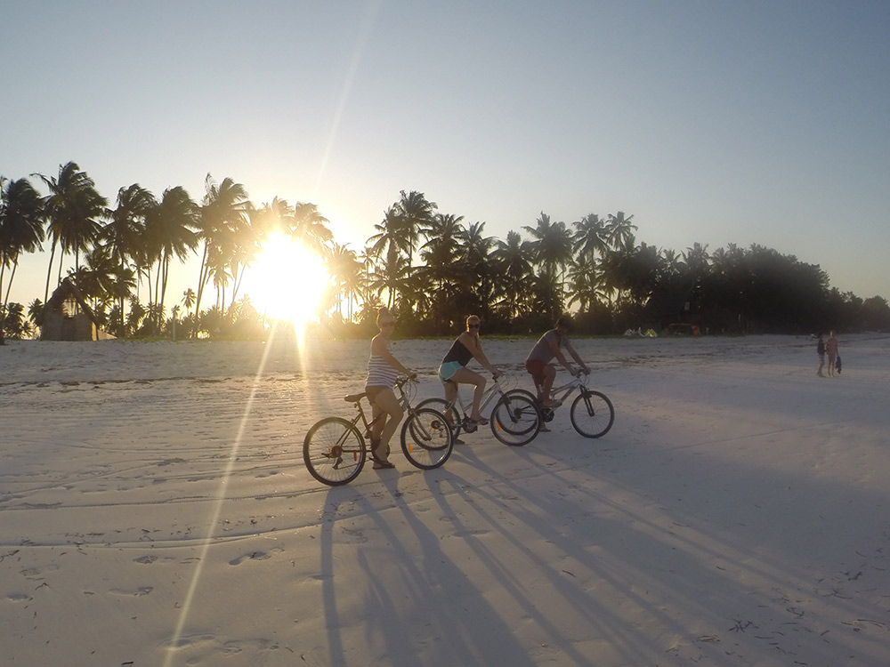 Radfahrer, Strand, Sonne